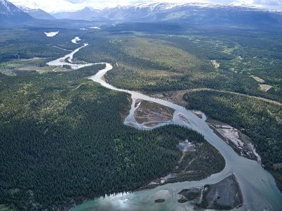 photo of the Takhini river valley from a drone